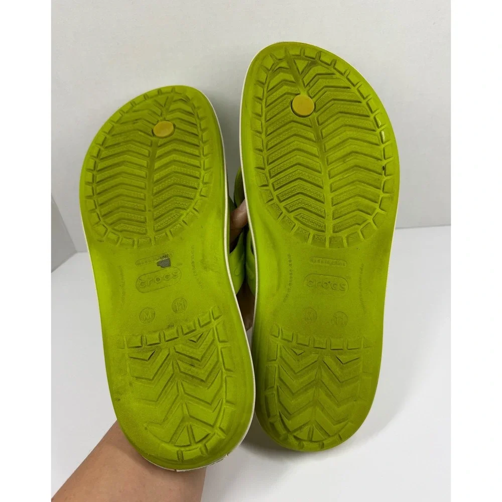 Crocs Crocband Flip Flops Lime Green Mens 11 Womens 13 Thong Sandals 11033